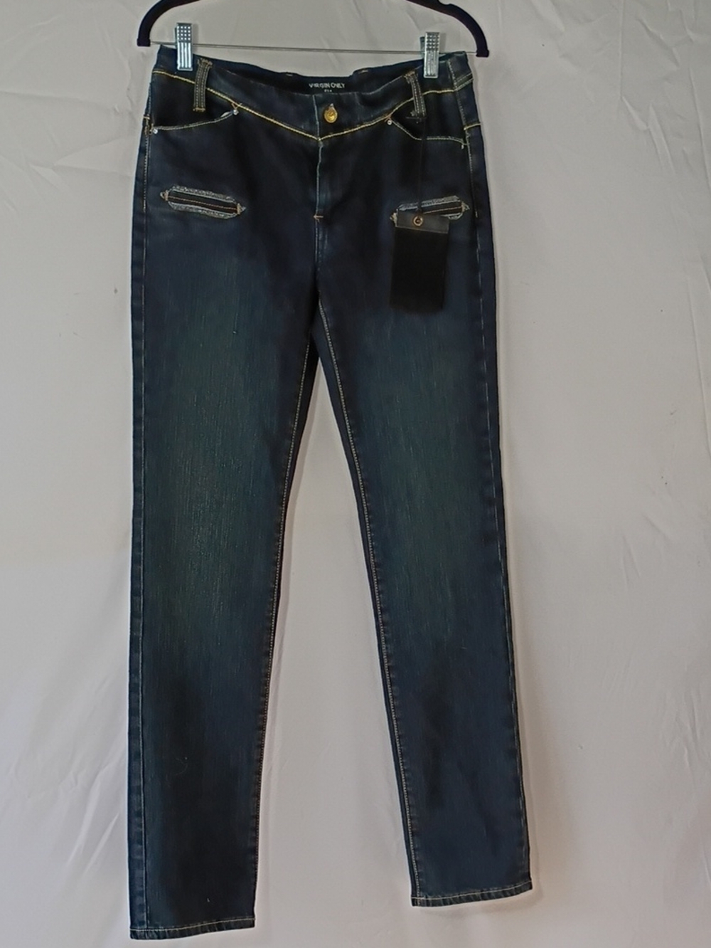 NWT Virgin Only Dark Wash Jeans with Contrast Stitching Teen Sz 13 Straight Leg